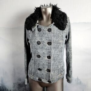 Hurley Wylie Removable Faux Fur Double Breasted Jacket | Women's Small